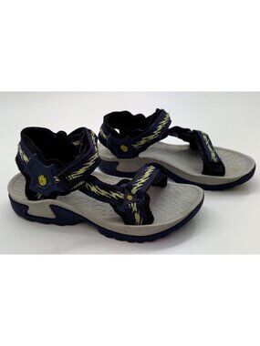Teva Womens Size 8 Sandals Adjustable Straps Cushioned Soles Navy Blue Yellow